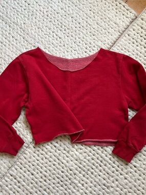 Brandy Melville Crop Red Sweatshirt - Deep Red oversized | medium